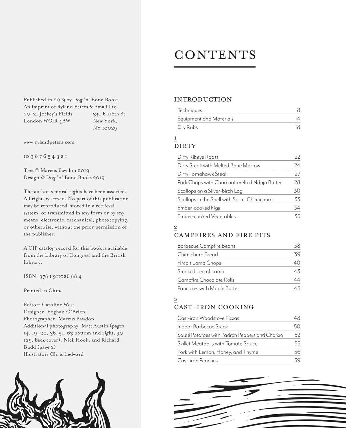 Food and Fire by Marcus Bawdon book contents