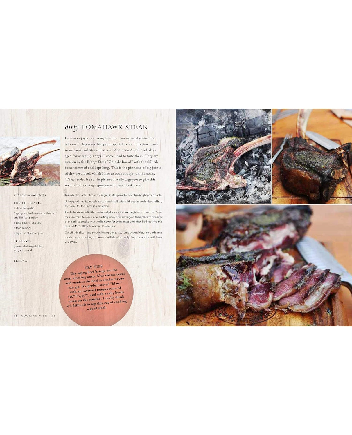 Food and Fire by Marcus Bawdon dirty tomahawk stake recipe