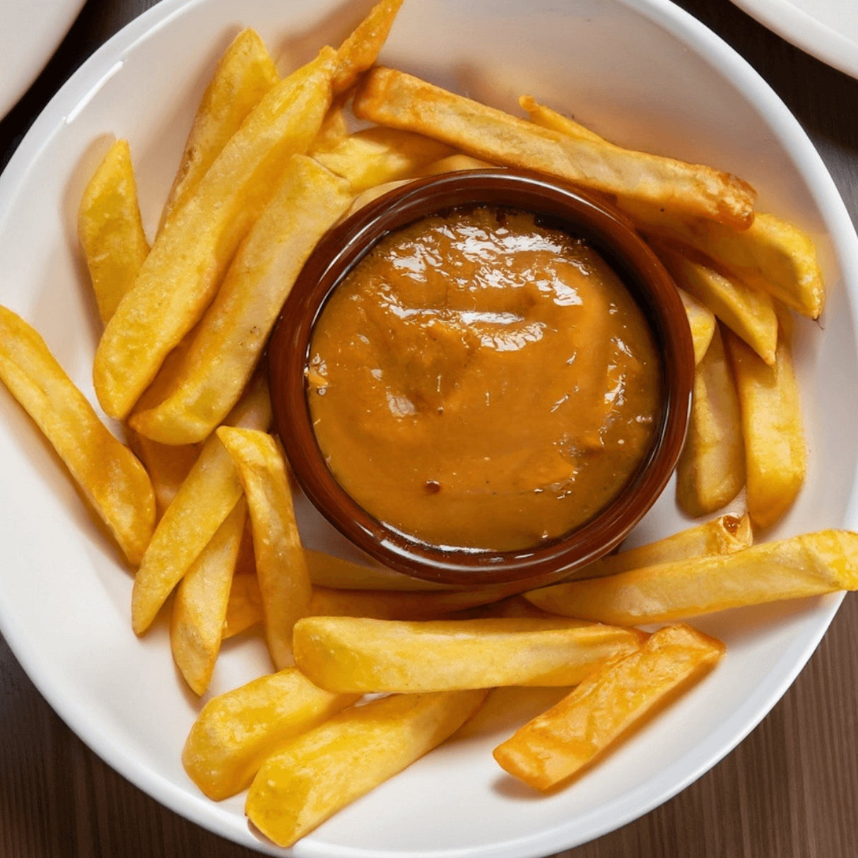 LeRoy & Lewis Mustard BBQ Sauce sauce on plate with fries