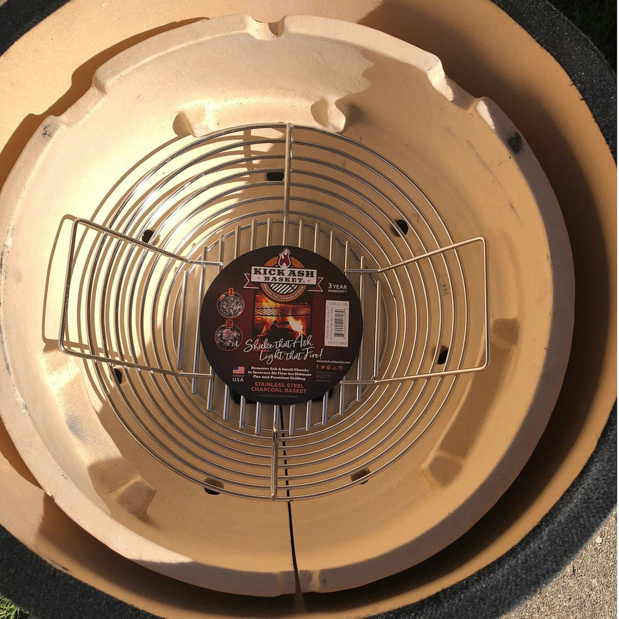 Kick Ash Basket Large Charcoal Basket   inside grill