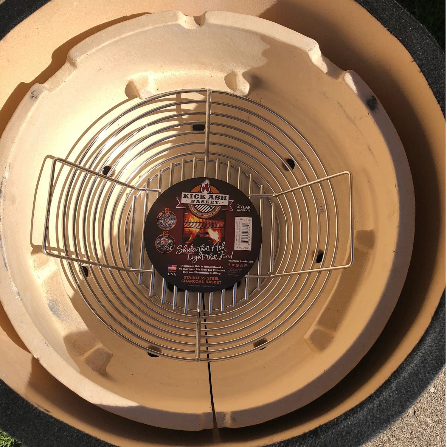Kick Ash Basket Large Charcoal Basket   inside grill