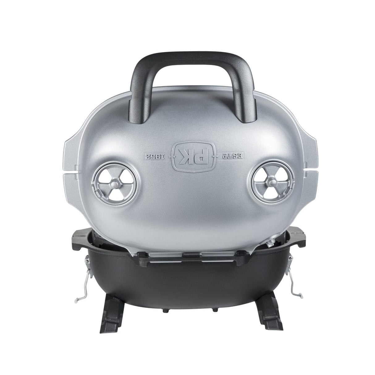 PKGO Portable Charcoal Smoker Grill rear view lid open