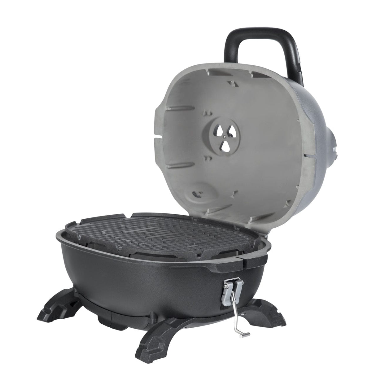 PKGO Portable Charcoal Smoker Grill front right side lid open