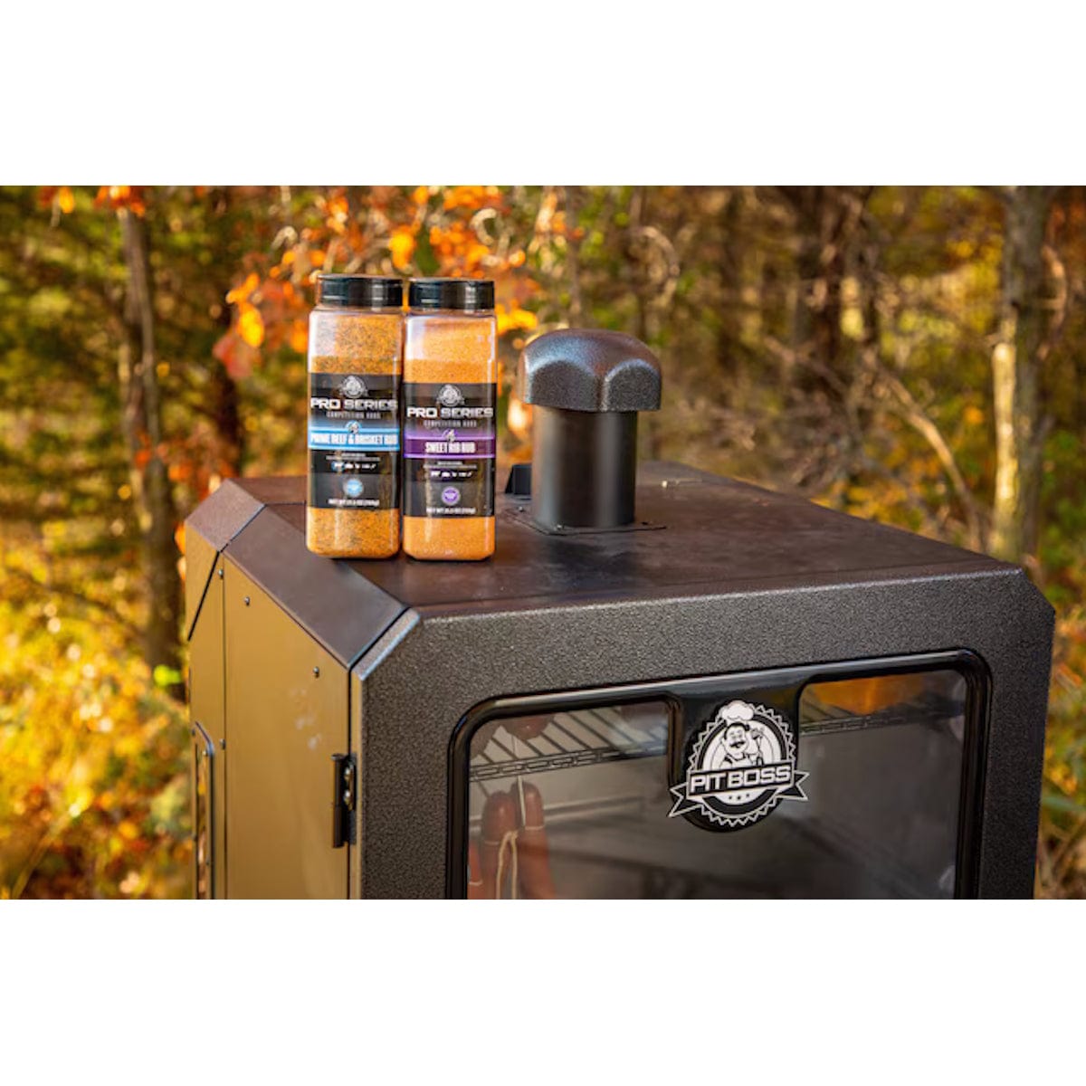 4-Series Vertical Wood Pellet Smoker spices on smoker