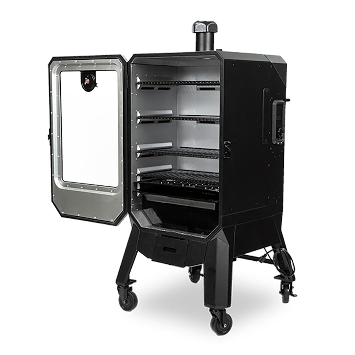 4-Series Vertical Wood Pellet Smoker open right view