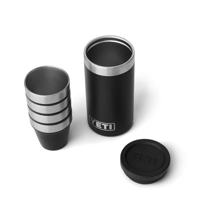 YETI Shot Glasses with Carrying Case open