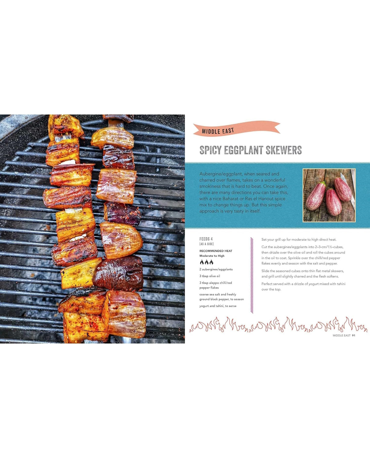 Skewered by Marcus Bawdon Hardcover Cookbook spicy eggplant skewers