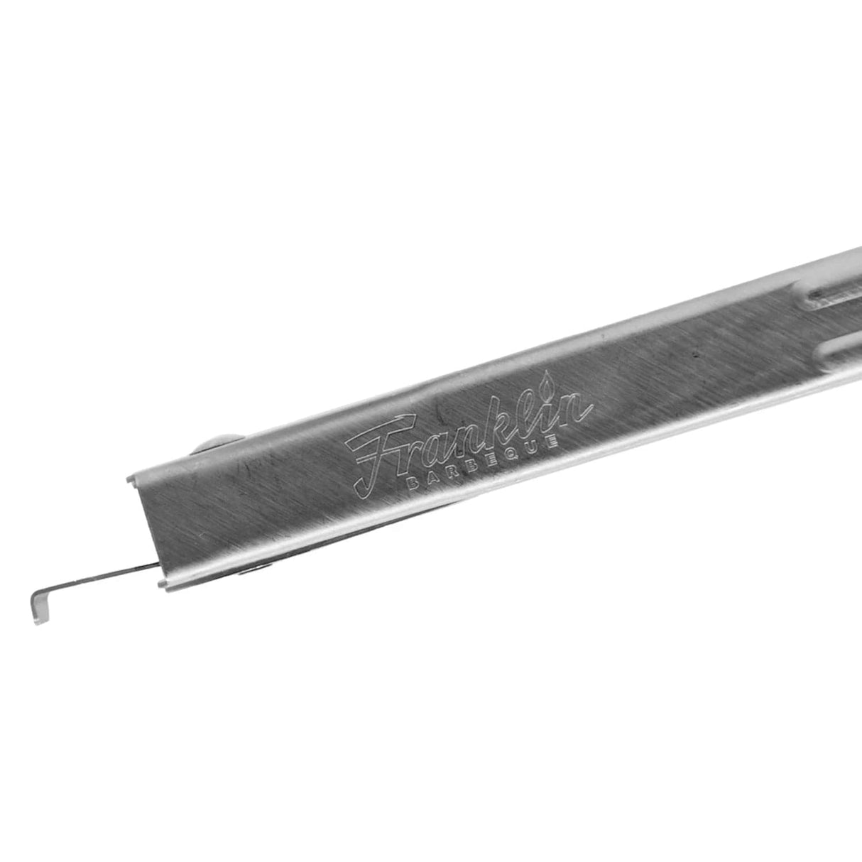 Franklin Barbecue Beefy Tongs handle close-up
