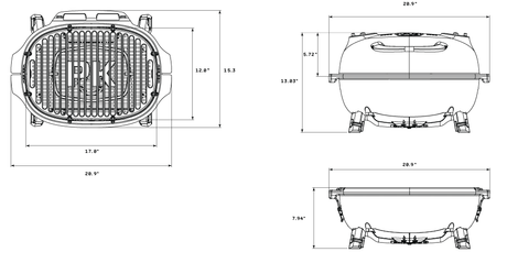 PKGO Portable Charcoal Smoker Grill product dimensions