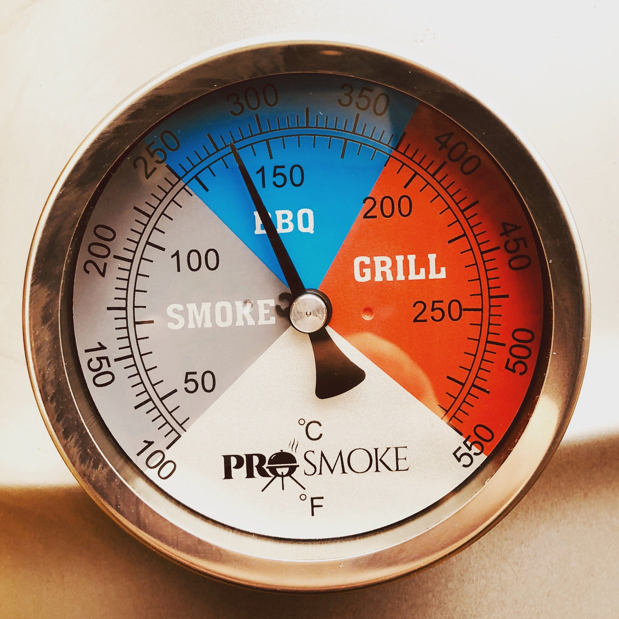 4 Inch Pro Smoke Pit Thermometer on white
