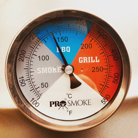 4 Inch Pro Smoke Pit Thermometer on white