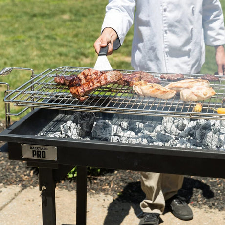 grilling meat on charcoal bbq