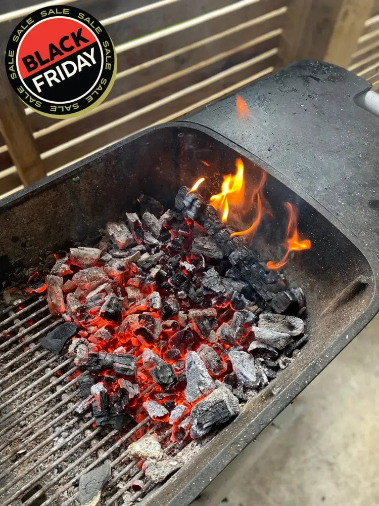 charcoal in a grill