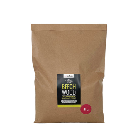 Beech Smoking Wood Chips in 1 Kg Kraft  bag.