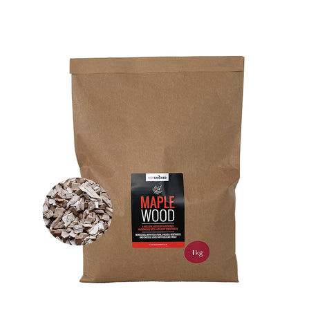 Maple Wood Smoking Chips in a 1 Kg Kraft bag packaging