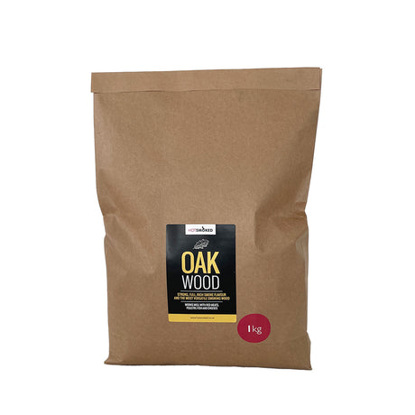 Oak Wood  Smoking Chips in a  1 Kg Kraft bag packaging 