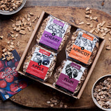 HotSmoked Fruitwoods Smoking Collection box open on wooden board
