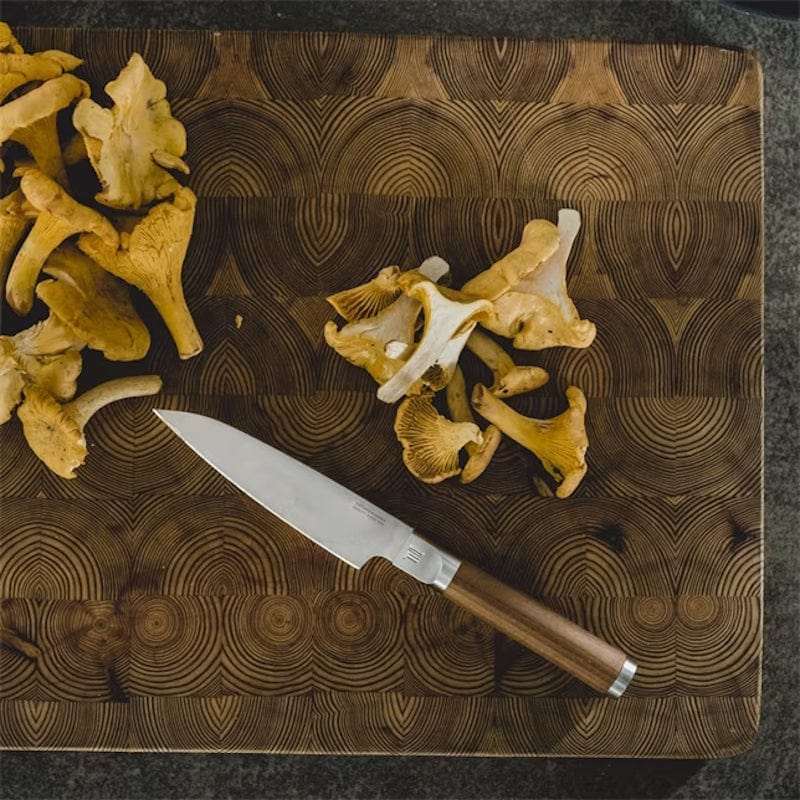 chopping mushrooms with Fiskars Norden Small Cook's Knife