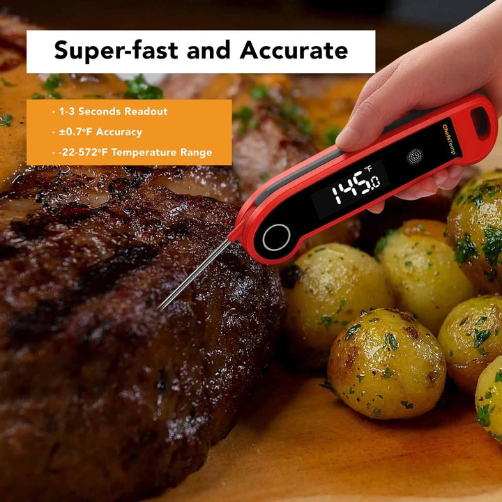 ChefsTemp | X10 Lite Instant Read Meat Thermometer (Black & Red)