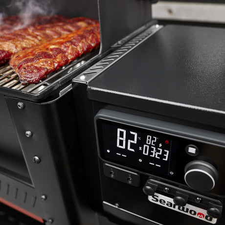 babyback ribs cooked on Weber Searwood Pellet Grill