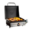 cooking kebabs and veggies using Blackstone 17inch Griddle with Hood