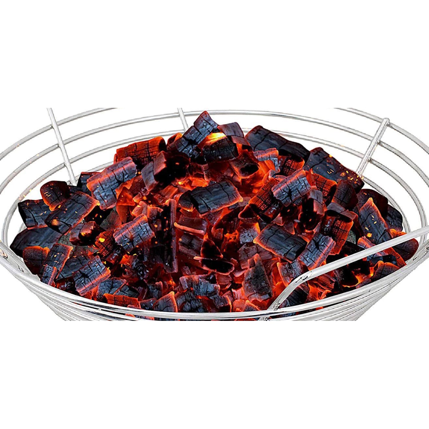 Kamado Joe Charcoal Basket hot coals close up
