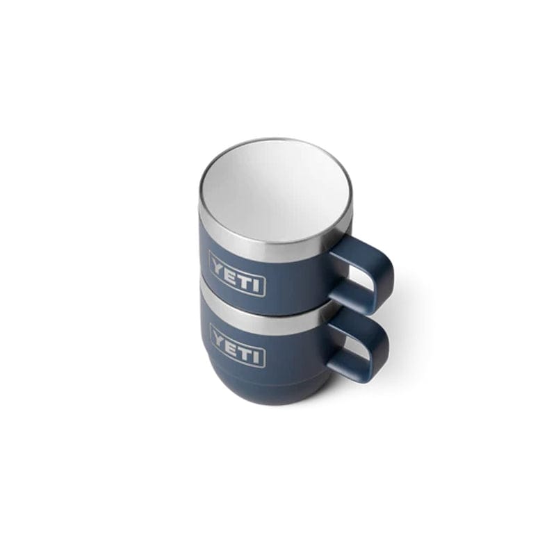 blue YETI Rambler 6 oz Stackable Mugs stacked together top view
