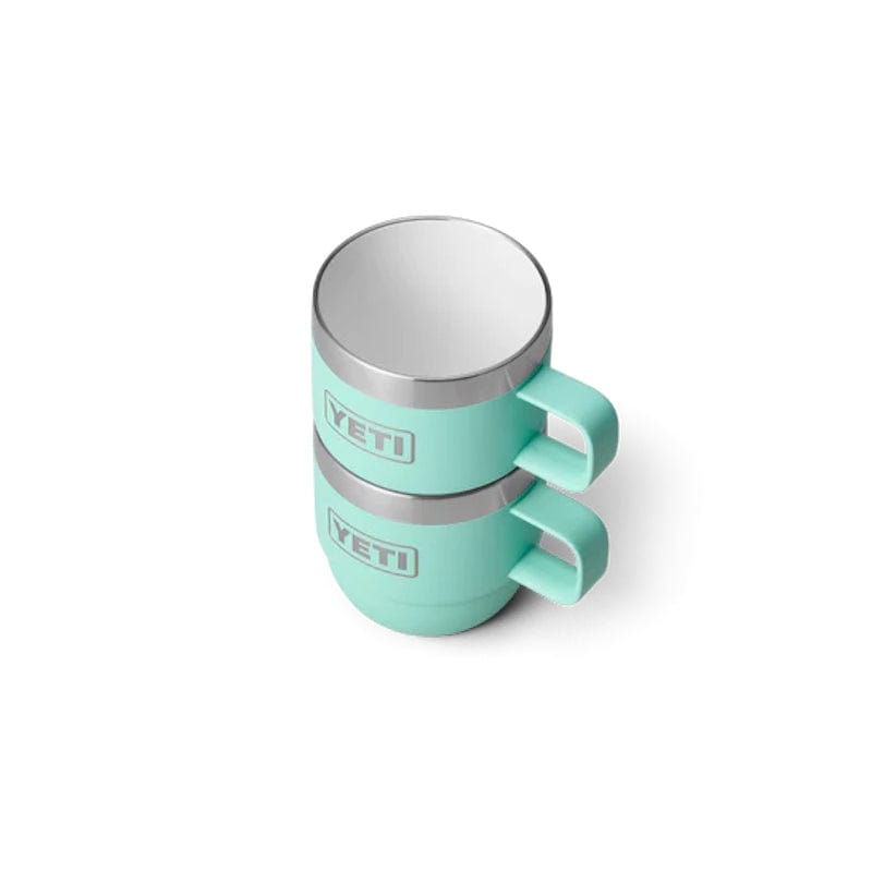 top of seafoam  YETI Rambler 6 oz Stackable Mugs stucked together 