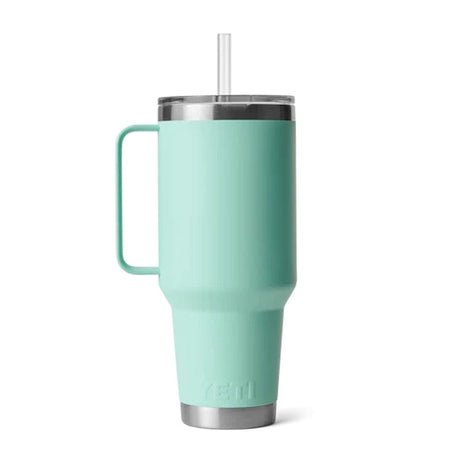 seafoam YETI Rambler 42 oz Straw Mug with a lid