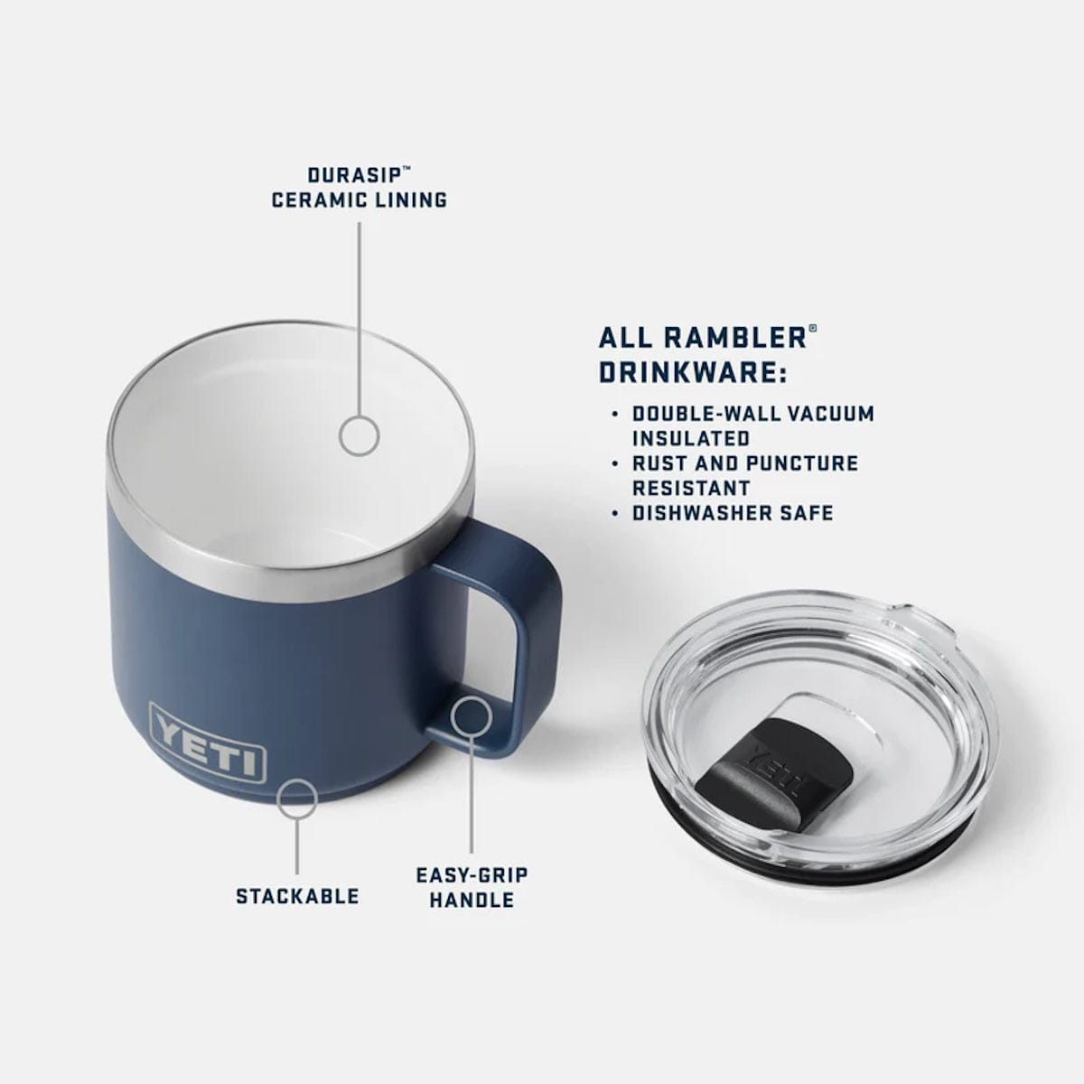 YETI | Rambler® 14 oz (414 ml) Stackable Mug With DuraSip™ | White