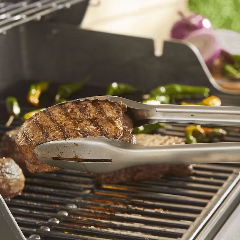 flipping food with Weber Precision Barbecue Tongs