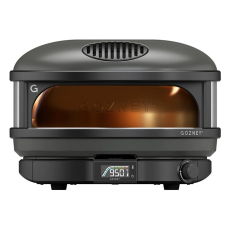 Compact Pizza Oven Off Black close up front view