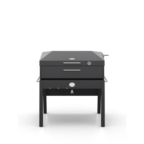 closed front view FLAMERY Large Asado Grill on Stand