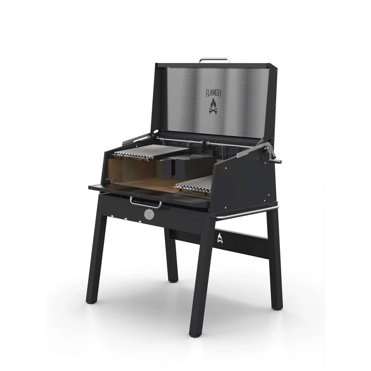 FLAMERY Large Asado Grill on Stand side view