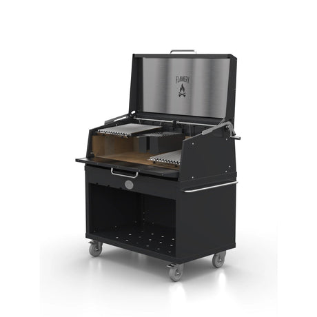 Large Asado Grill on Trolley angle