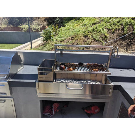 Argentine gaucho grill BBQ05SS unit in use outdoors