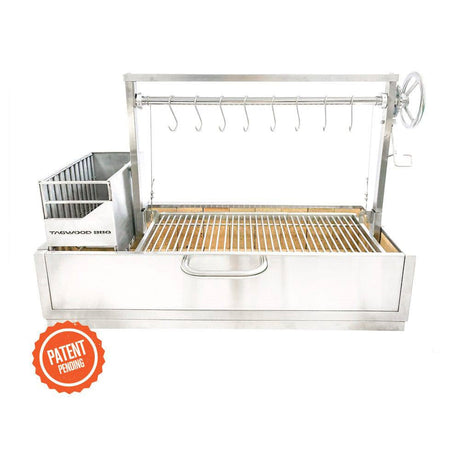 Argentine gaucho grill BBQ05SS unit patent pending sticker and grill
