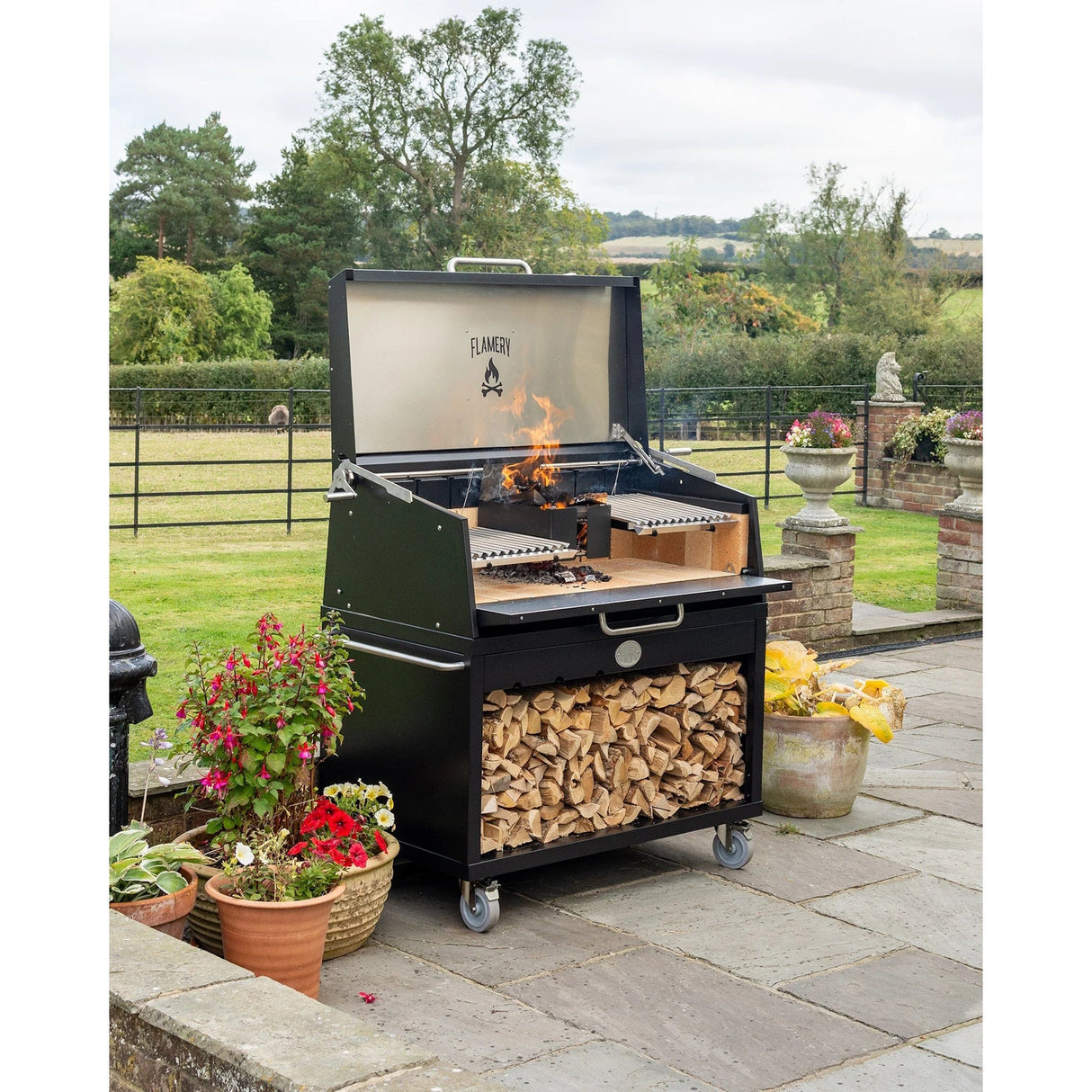 Large Asado Grill on Trolley