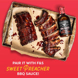 Fire & Smoke Society BBQ seasoning pair it with sweet preacher bbq sauce