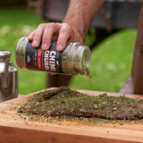 seasoning meat with Al Frugoni Chimichurri Seasoning