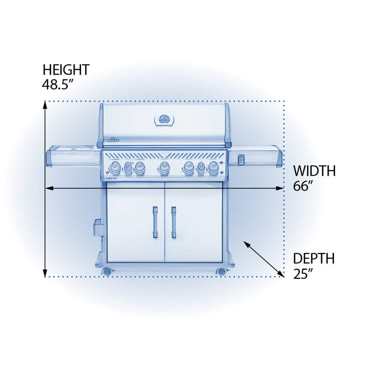 dimensions of Napoleon Rogue SE 625 RSIB