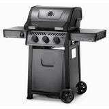 Napoleon Freestyle 365 3-Burner Gas Grill angle shelves up, lid closed