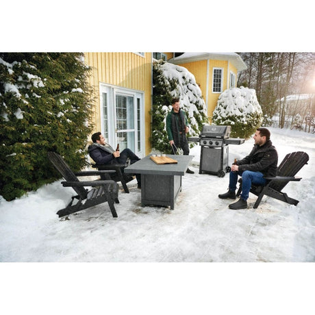 people outdoors hanging out next to Napoleon Freestyle 365 3-Burner Gas Grill in the winter