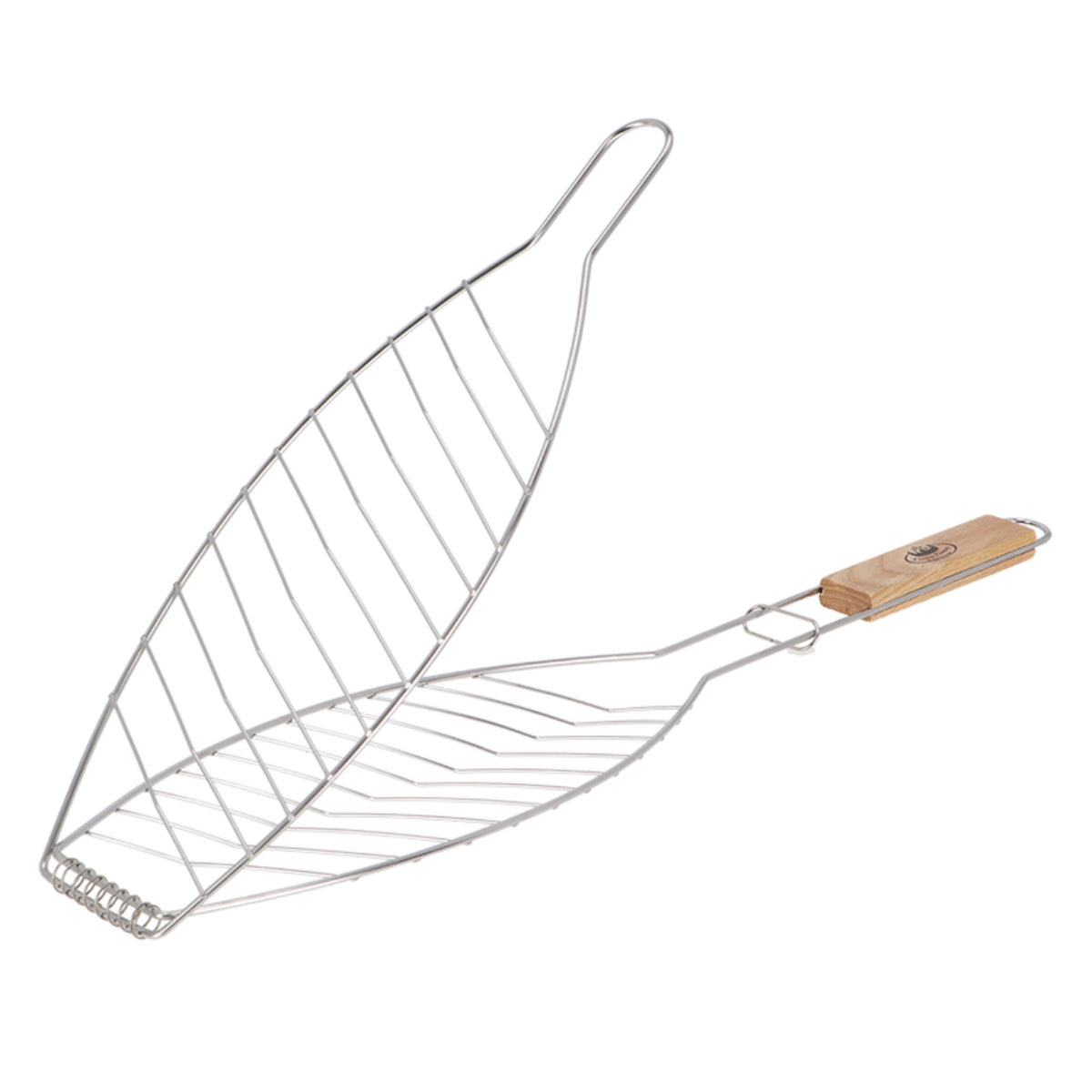 Stainless Steel Fish Grilling Holder Basket side view open