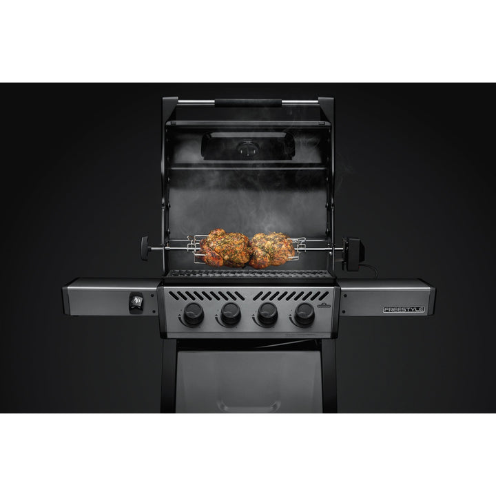 grilling with Napoleon Freestyle 425 4-Burner Gas Grill rotisserie