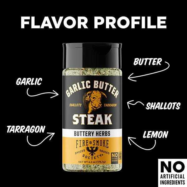 Fire & Smoke Society | Garlic Butter Steak Rub - Buttery Herbs Blend