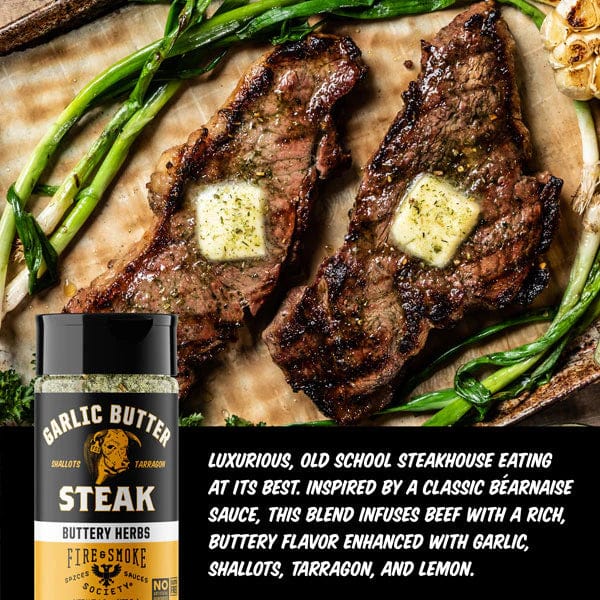 Fire & Smoke Society | Garlic Butter Steak Rub - Buttery Herbs Blend