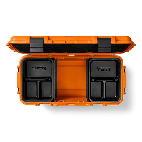 top view of an opened YETI LoadOut GoBox with attached 2 compartments