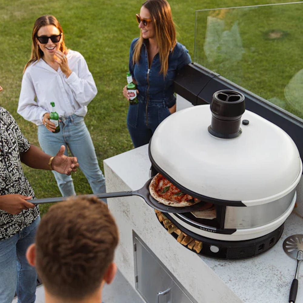 Dome Premium Outdoor Pizza Oven friends in backyard baking pizza