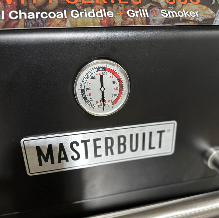 Tel-Tru BQ325R Grill Thermometer on masterbuilt grill and smoker